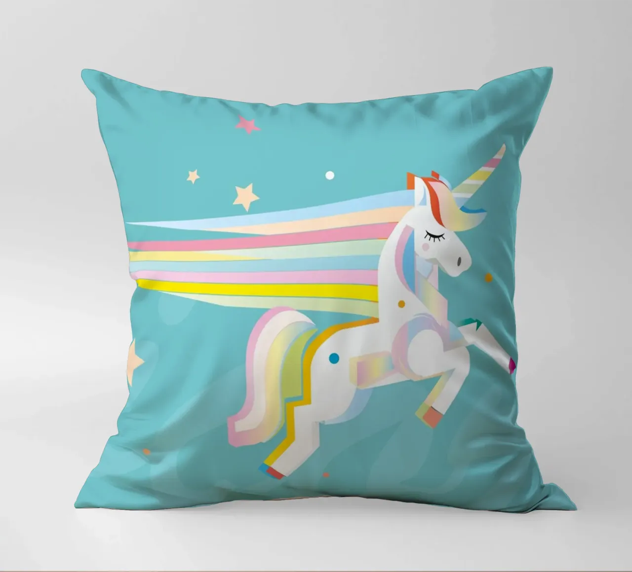 Magical unicorn - Colourful illustration decorative cushion by namosh