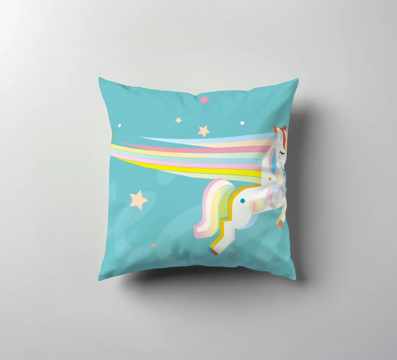 Magical unicorn - Colourful illustration decorative cushion by namosh