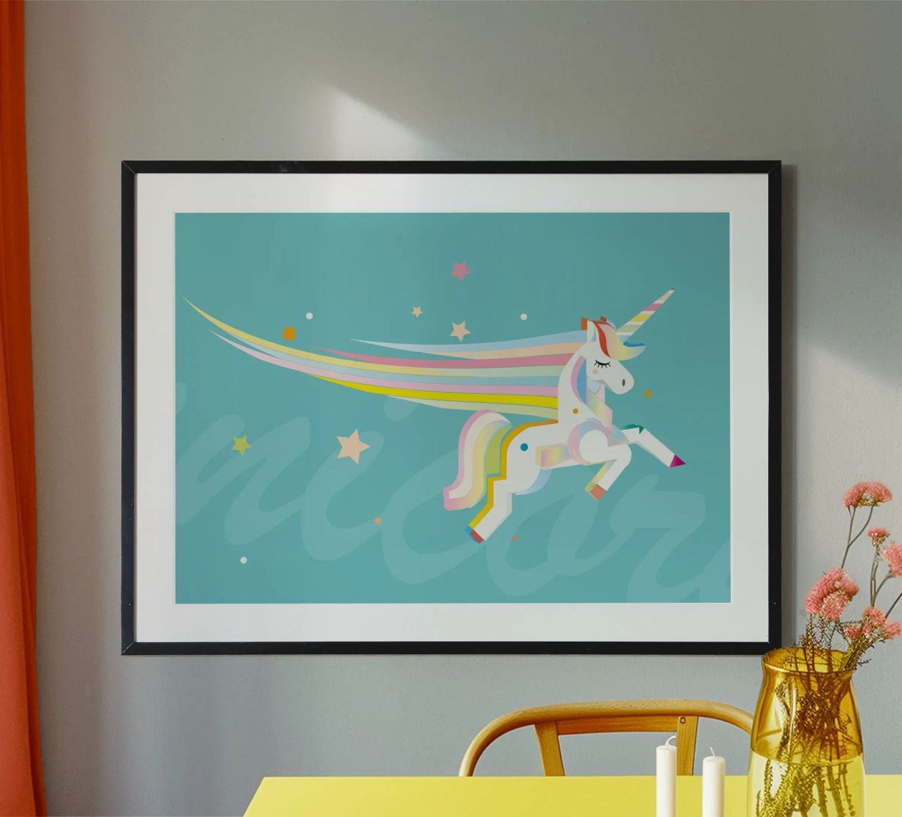 Magisches Einhorn – Farbenfrohe Illustration Poster von namosh
