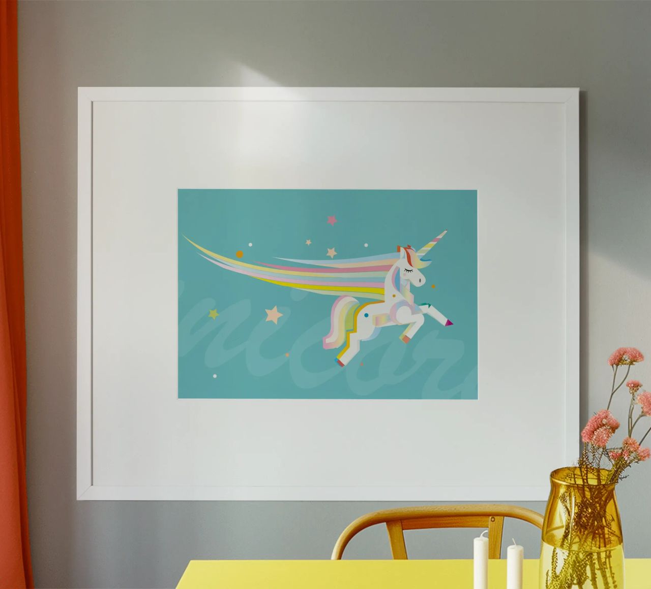 Magisches Einhorn – Farbenfrohe Illustration Poster von namosh