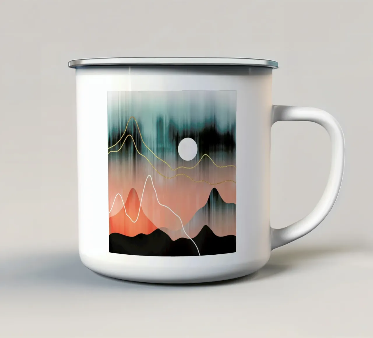 Mountainscape 2 taza de esmalte de Elisabeth Fredriksson