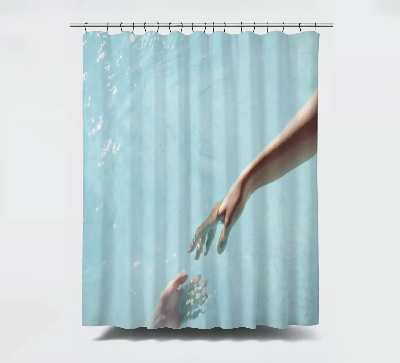 Water Sparkle - Surreal Hands Touch shower curtain by Ingrid Beddoes