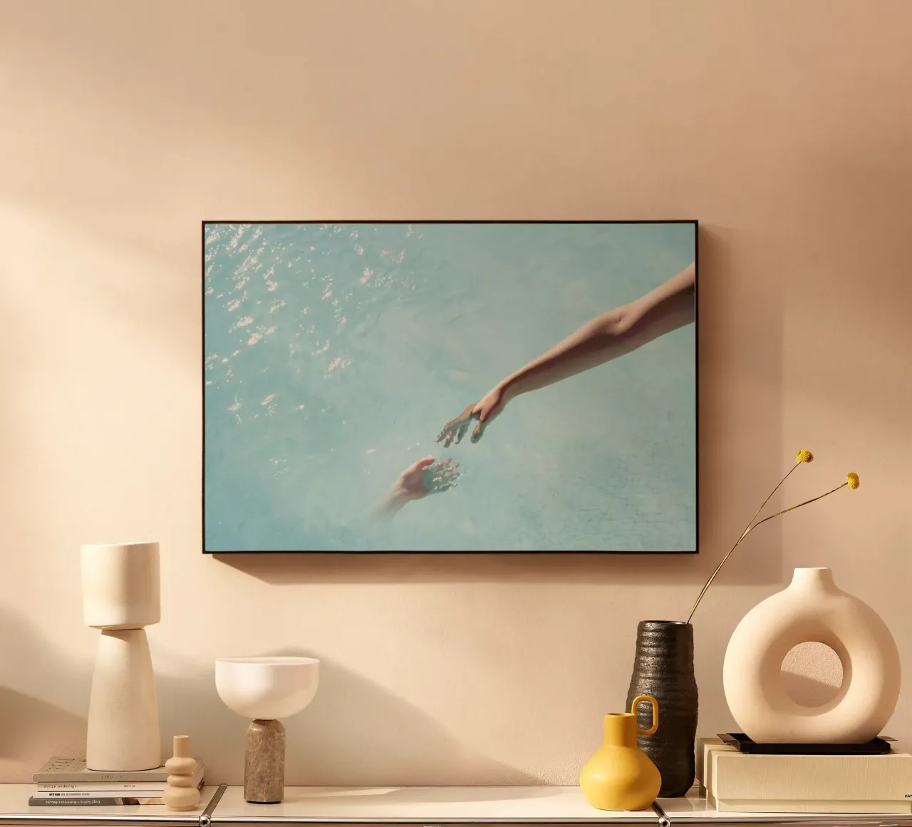 Water Sparkle - Surreal Hands Touch acrylic glass by Ingrid Beddoes