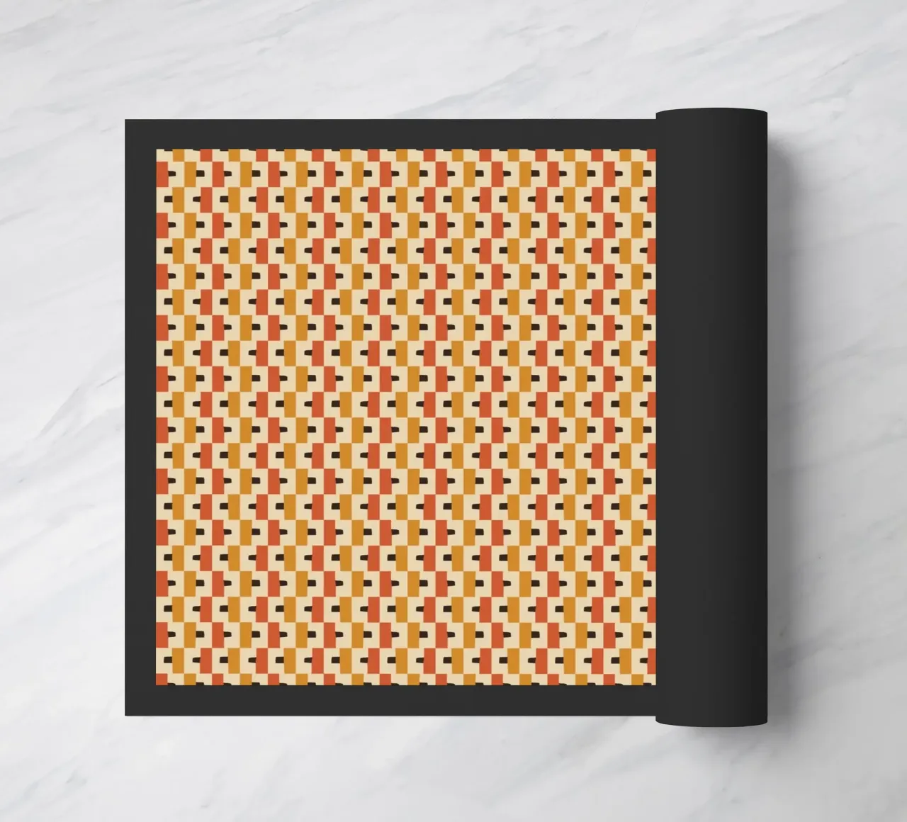 Warm color block seamless pattern doormat by Little Dean