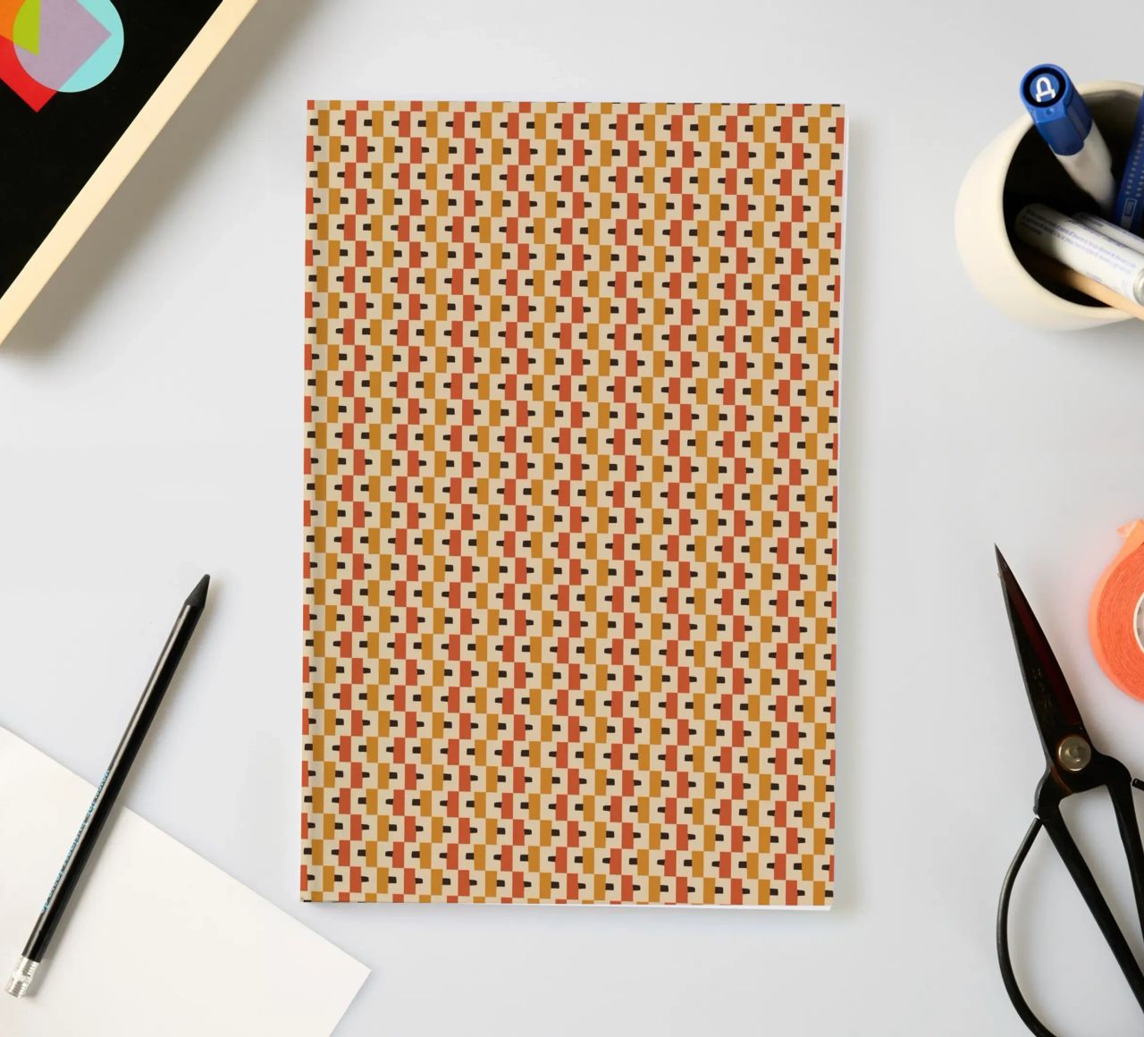 Warm color block seamless pattern notebook by Little Dean