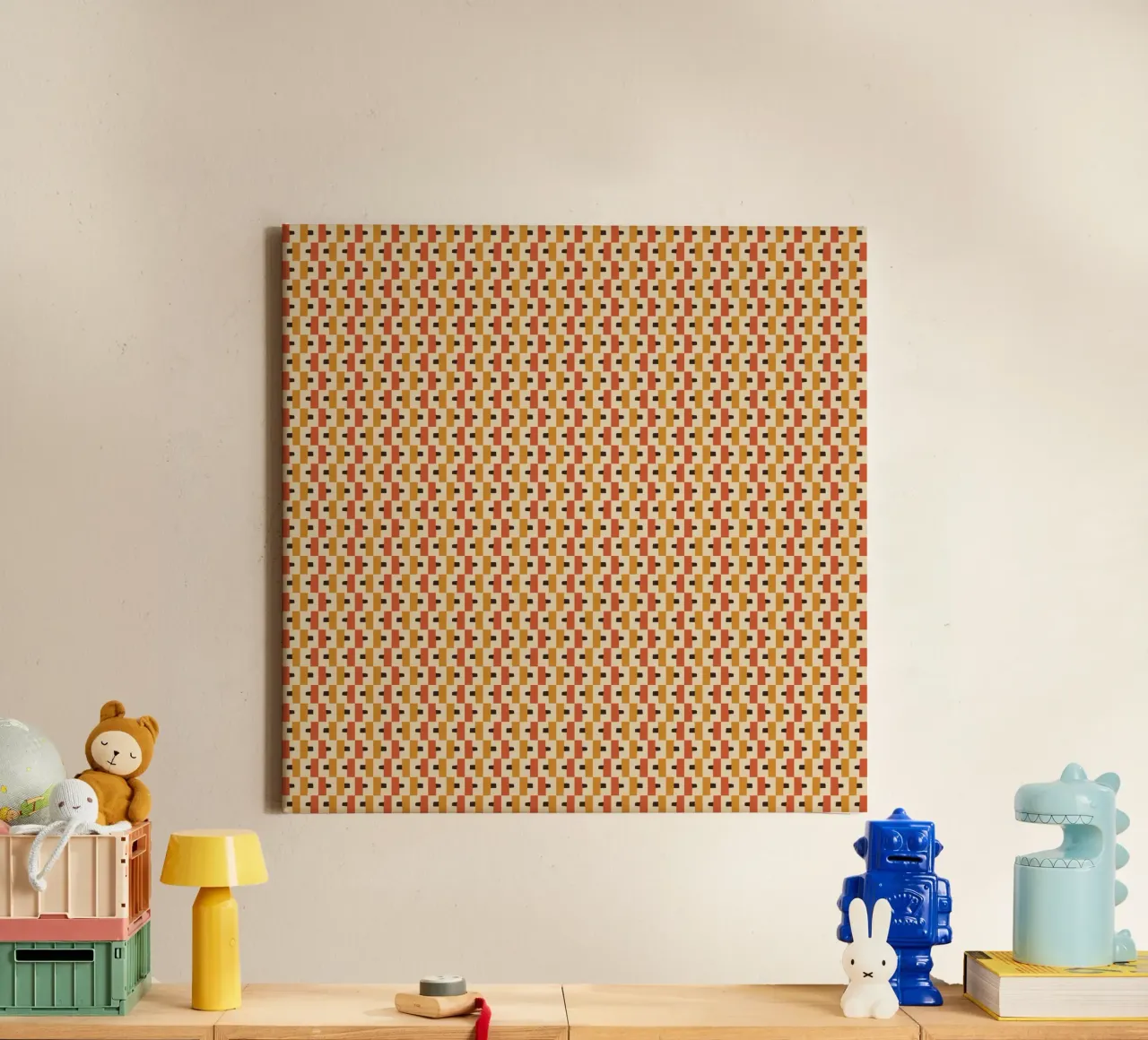 Warm color block seamless pattern canvas by Little Dean