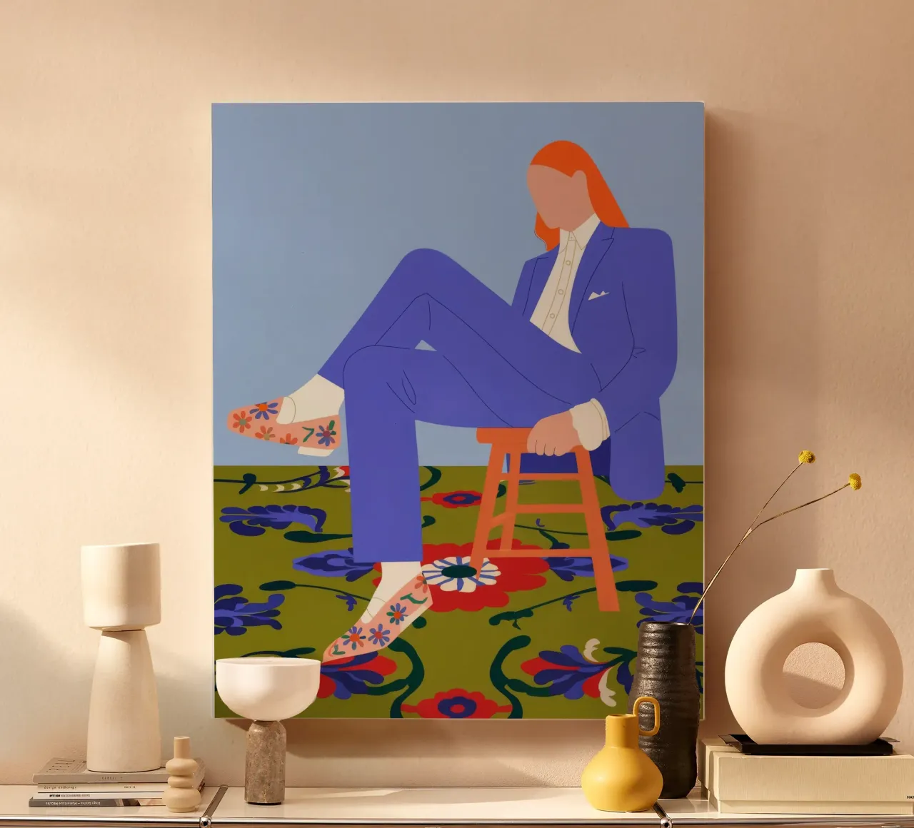 Azure Elegance Scene canvas with Floater frame by Prism Palette