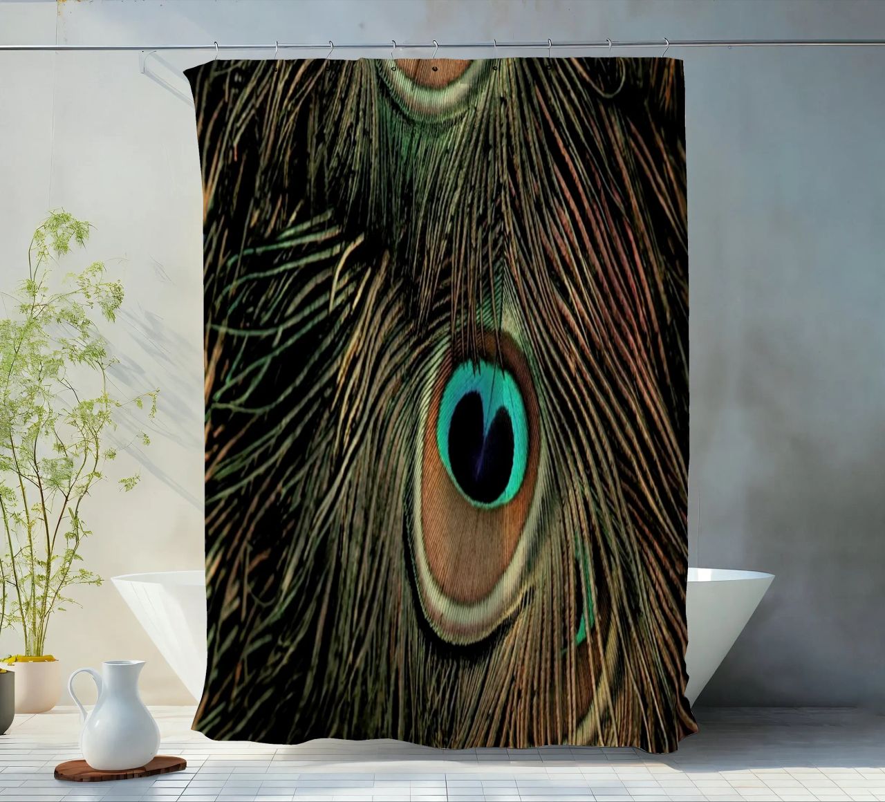 Peacock Feathers Duschvorhang von Ingrid Beddoes