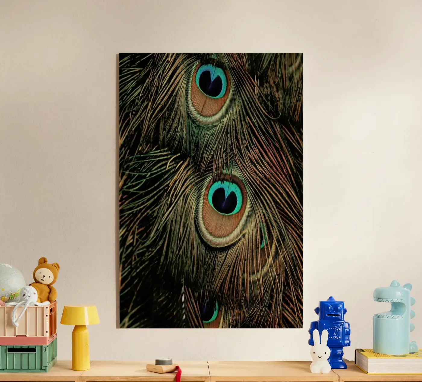 Peacock Feathers acryl van Ingrid Beddoes