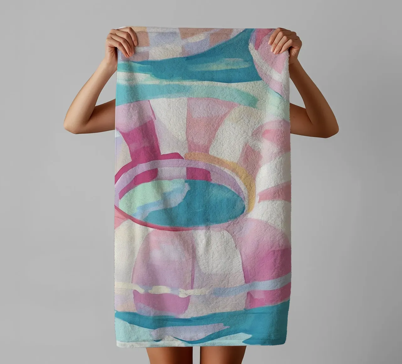 Pink floating tyre fun towel by Carinaprint