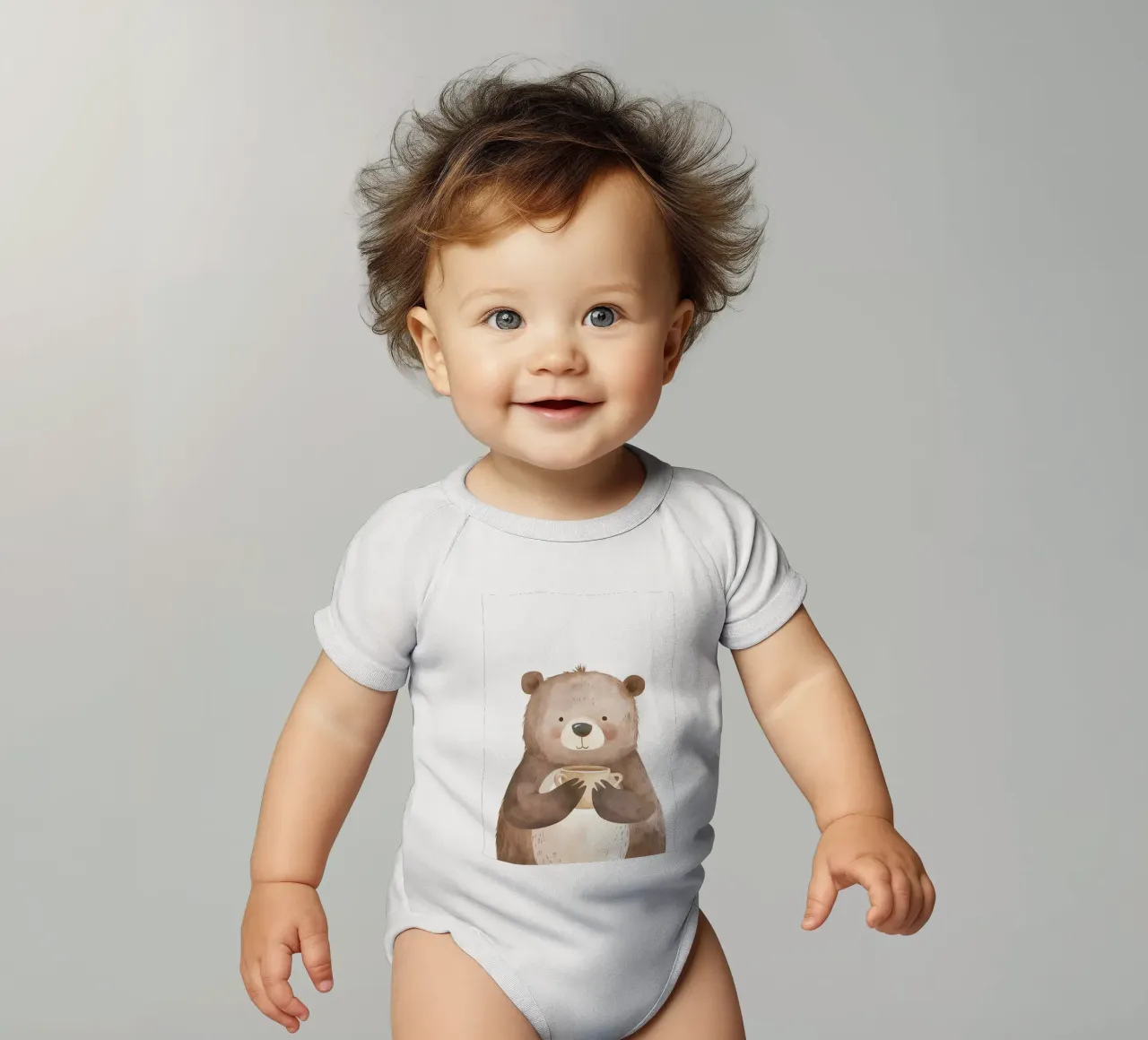 Saluti mattutini dall'orso coccolone body neonato maniche corte da KidzStudio