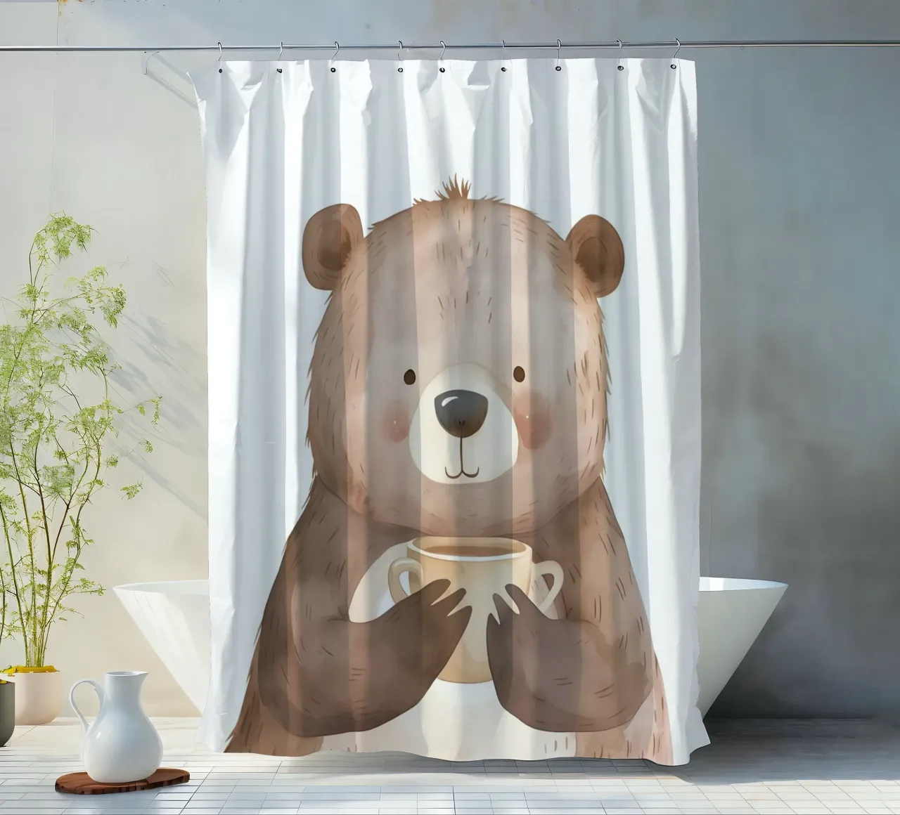 Morgengrüße vom Kuschelbär Duschvorhang von KidzStudio