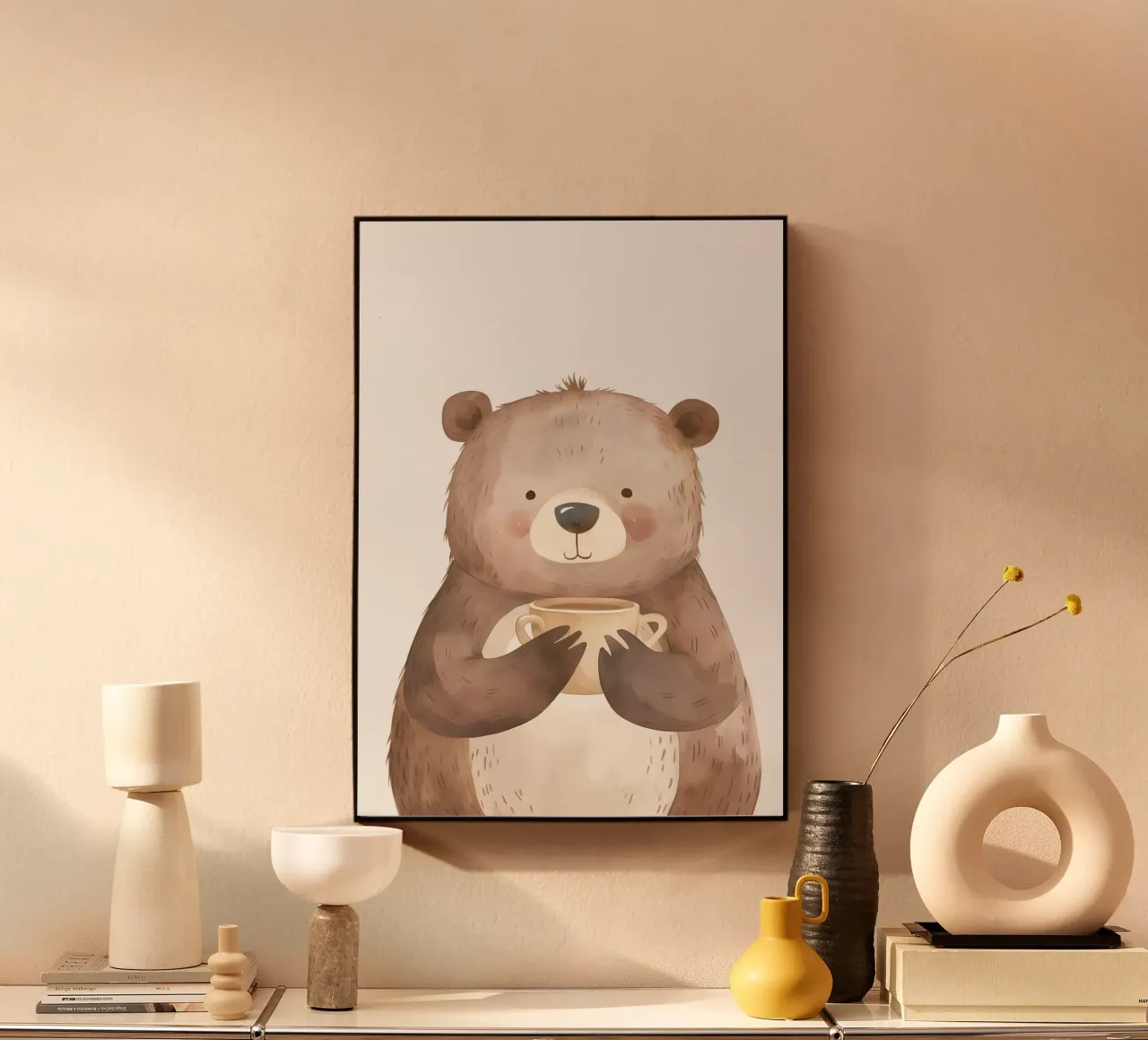 Saluti mattutini dall'orso coccolone alluminio dibond da KidzStudio