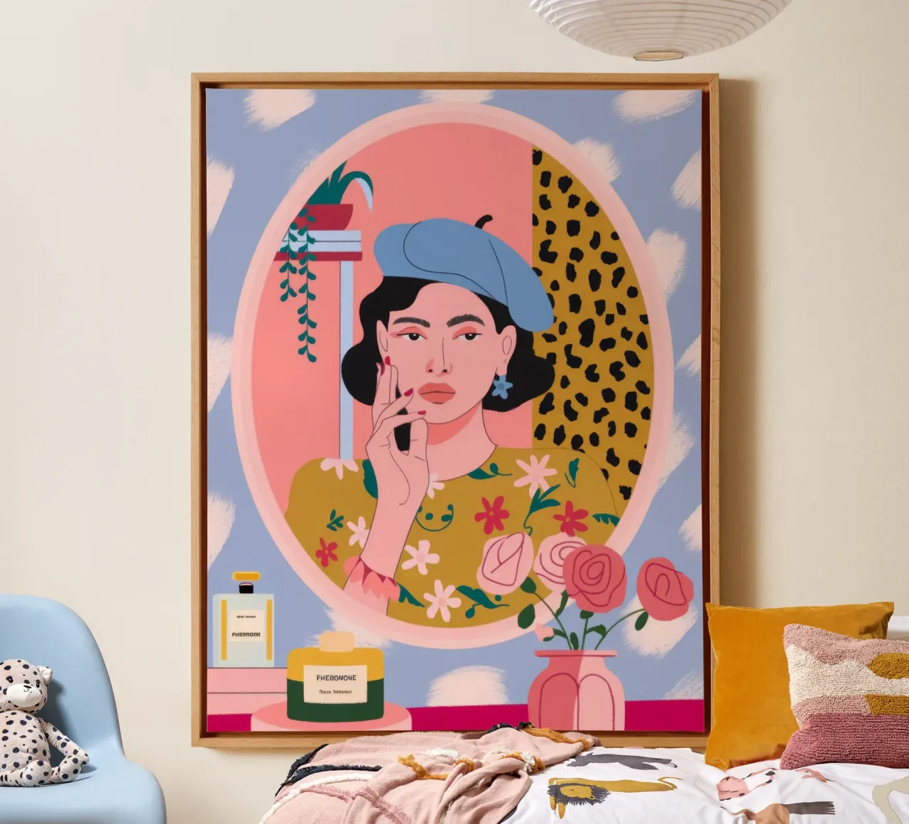 Gereflecteerde make-up eigenaardigheden canvas met Baklijst van Prism Palette