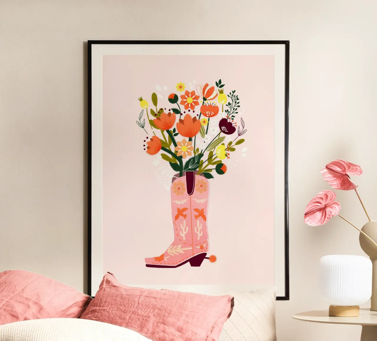 Cowboy Vibes – Retro Western Typography Art Print poster by showmemars
