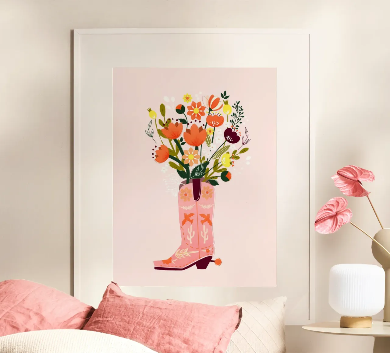 Cowboy Vibes – Retro Western Typography Art Print poster by showmemars
