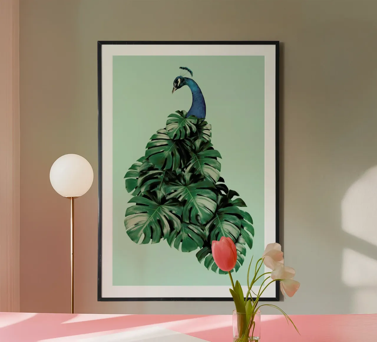 Monstera Bird poster con telaio in plastica da Jonas Loose