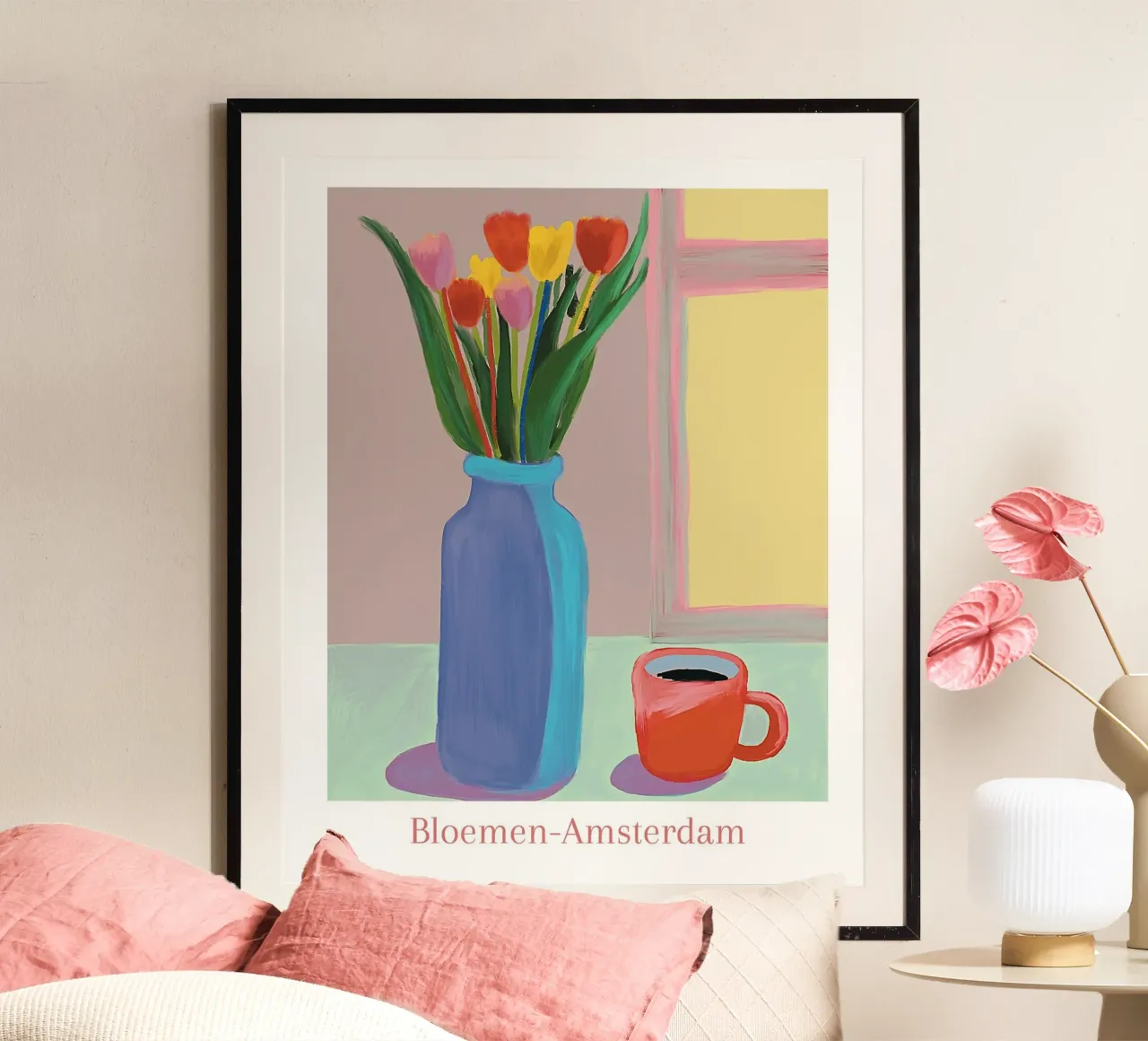 Fiori ad Amsterdam poster con telaio in legno da tainah negreiros