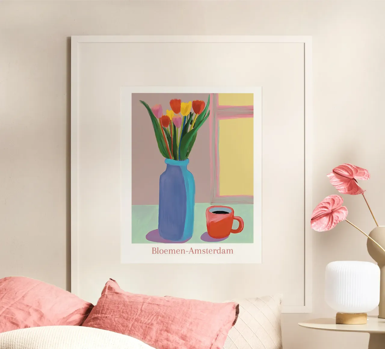Fiori ad Amsterdam poster con telaio in legno da tainah negreiros