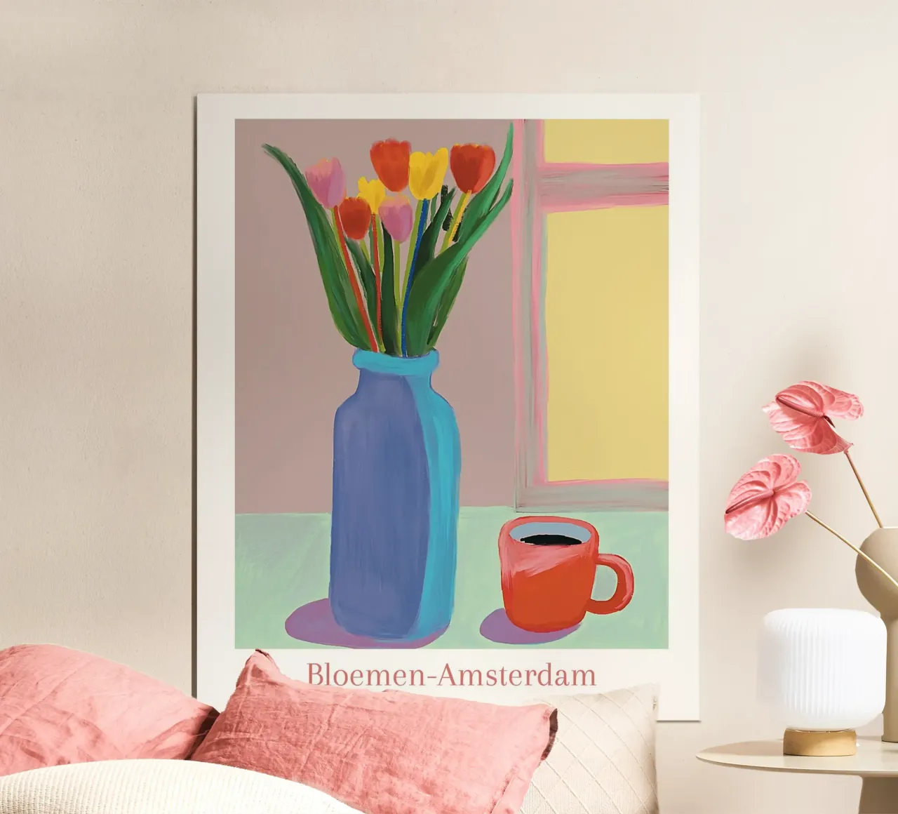 Fiori ad Amsterdam poster con telaio in legno da tainah negreiros