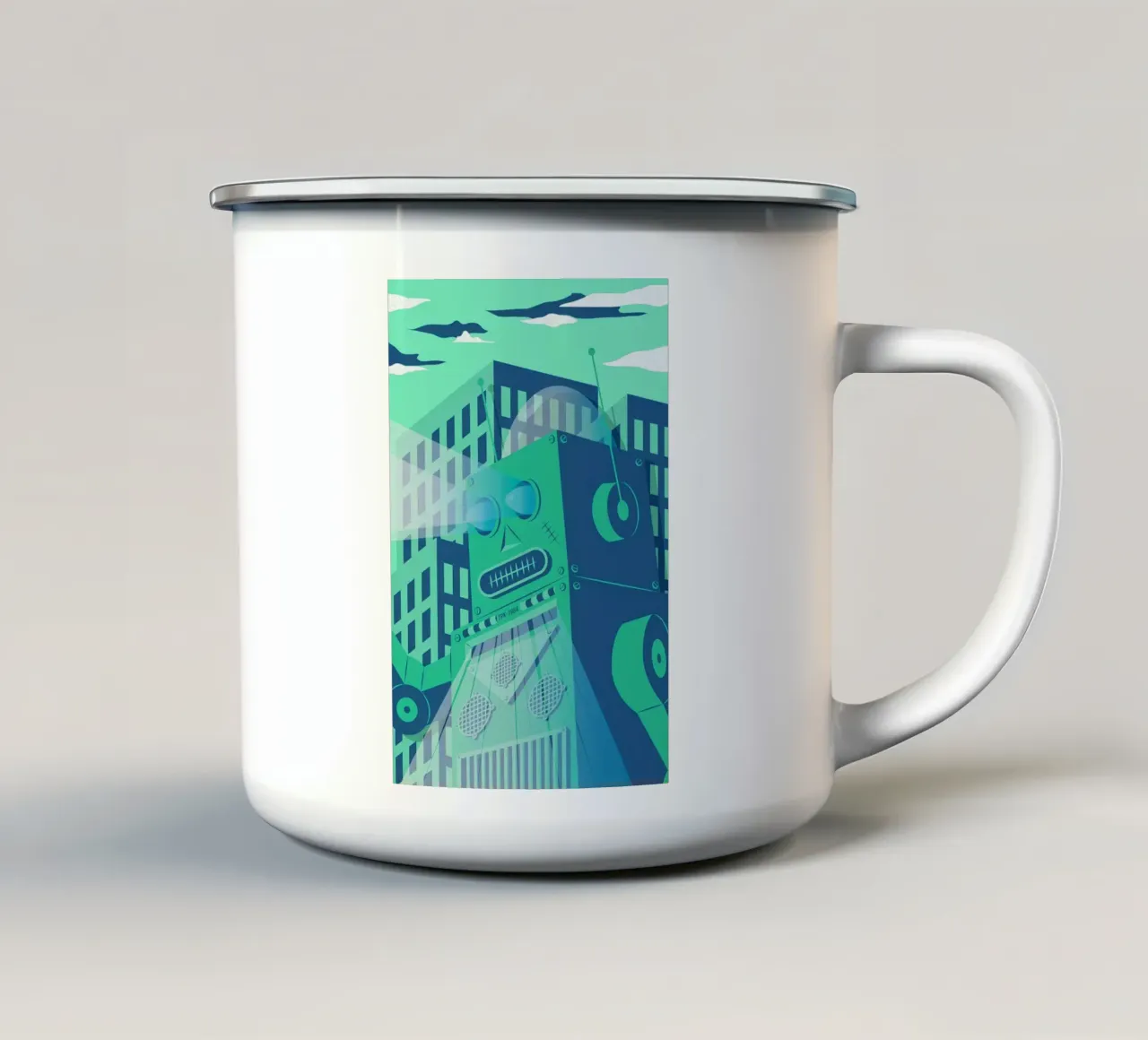 Intergalactic Emaille Tasse von The Poster Kid