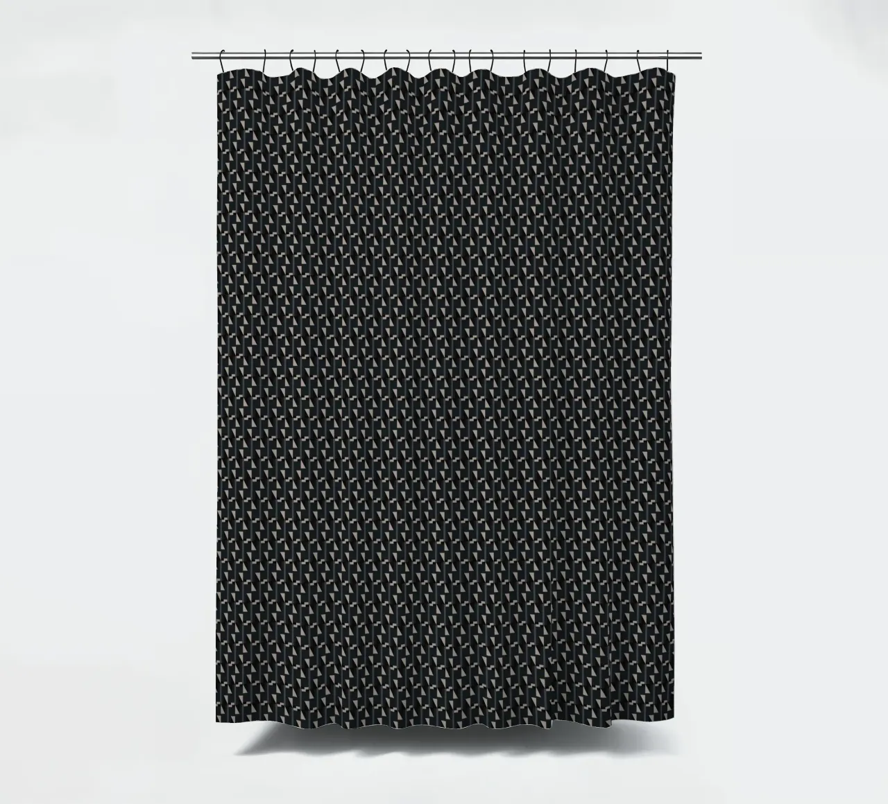 Geometrical seamless pattern -black shower curtain by Little Dean