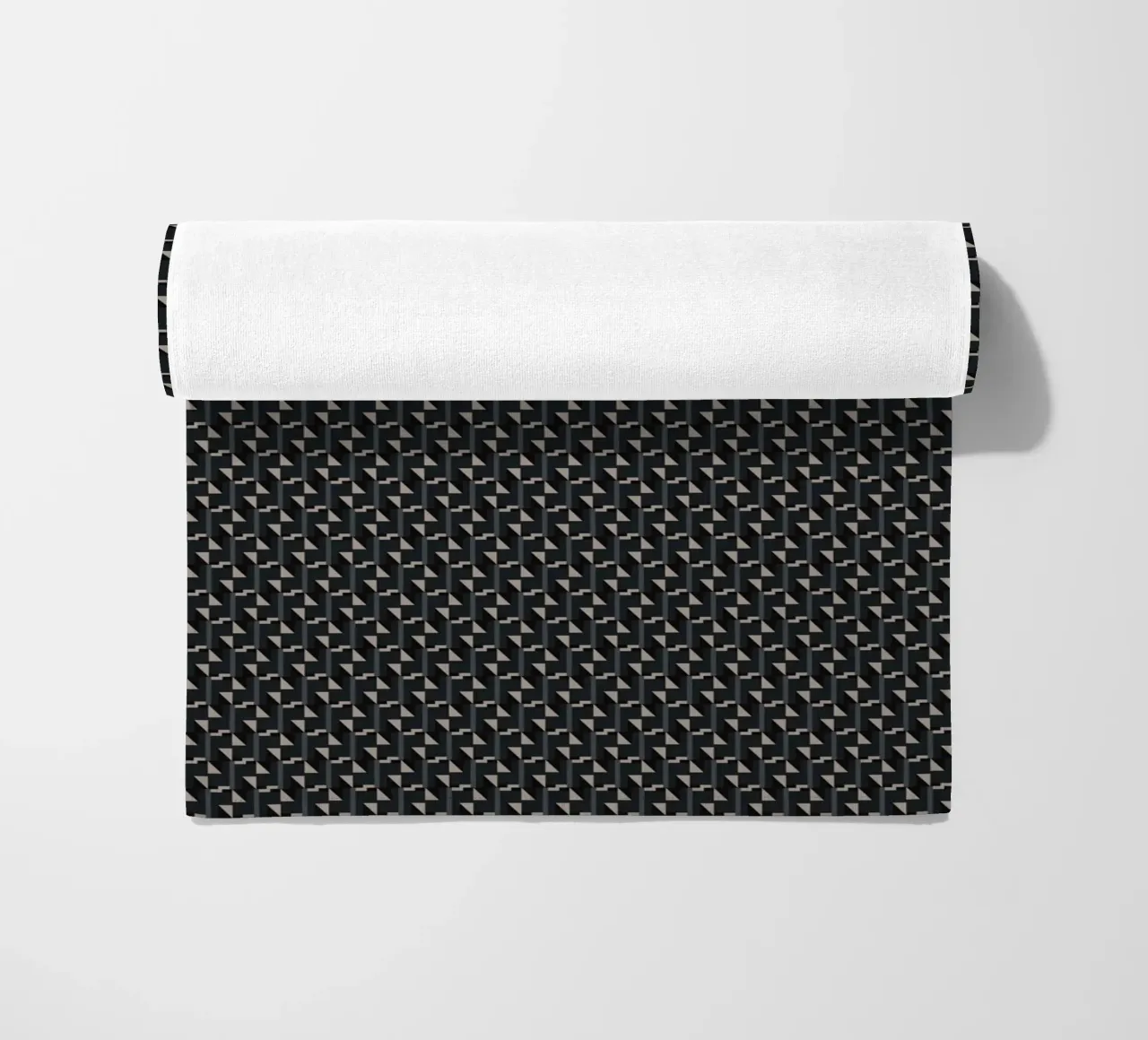 Geometrical seamless pattern -black beach towel by Little Dean