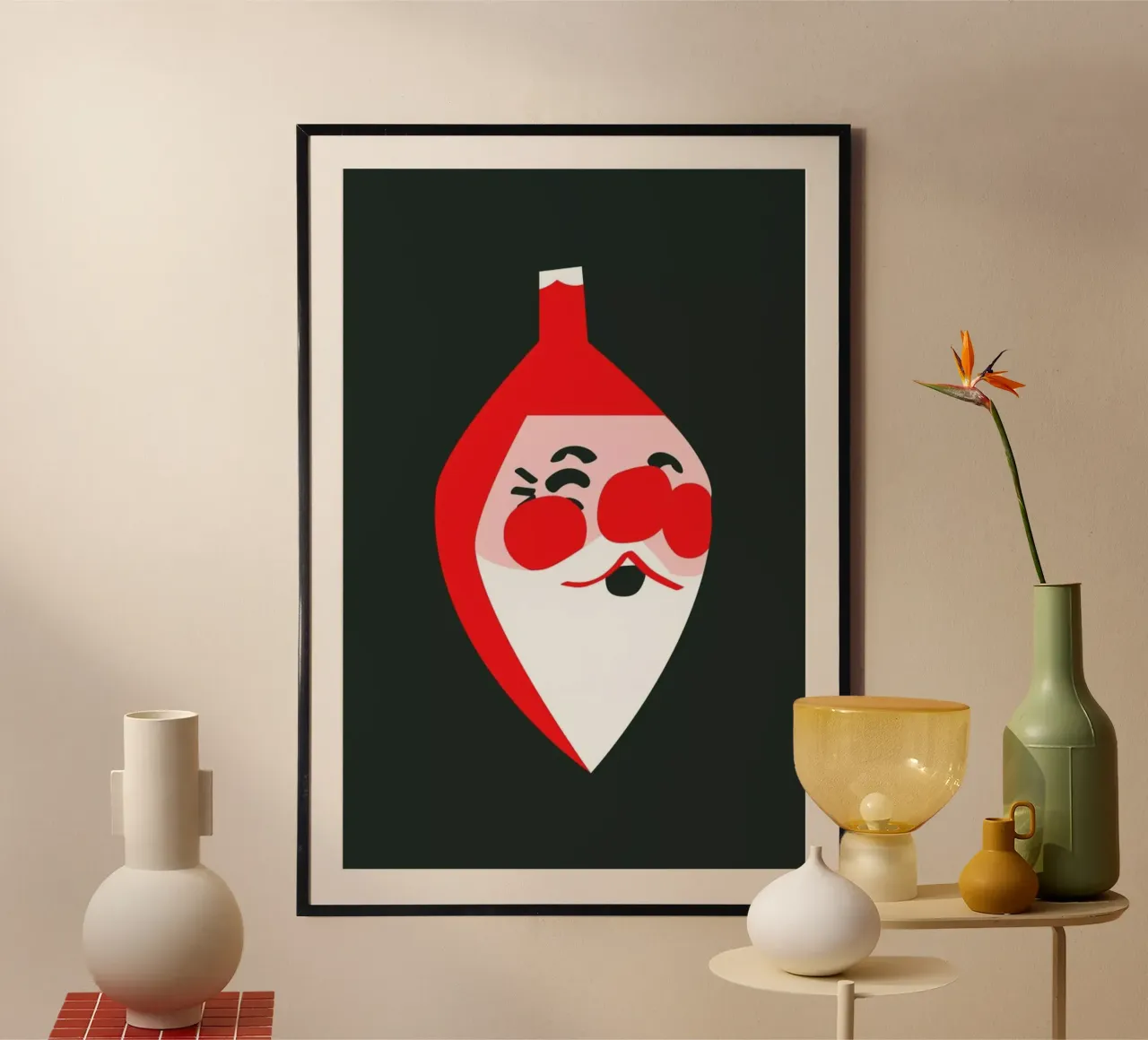 Santas Ornament poster met kunststof frame van Mariery Young