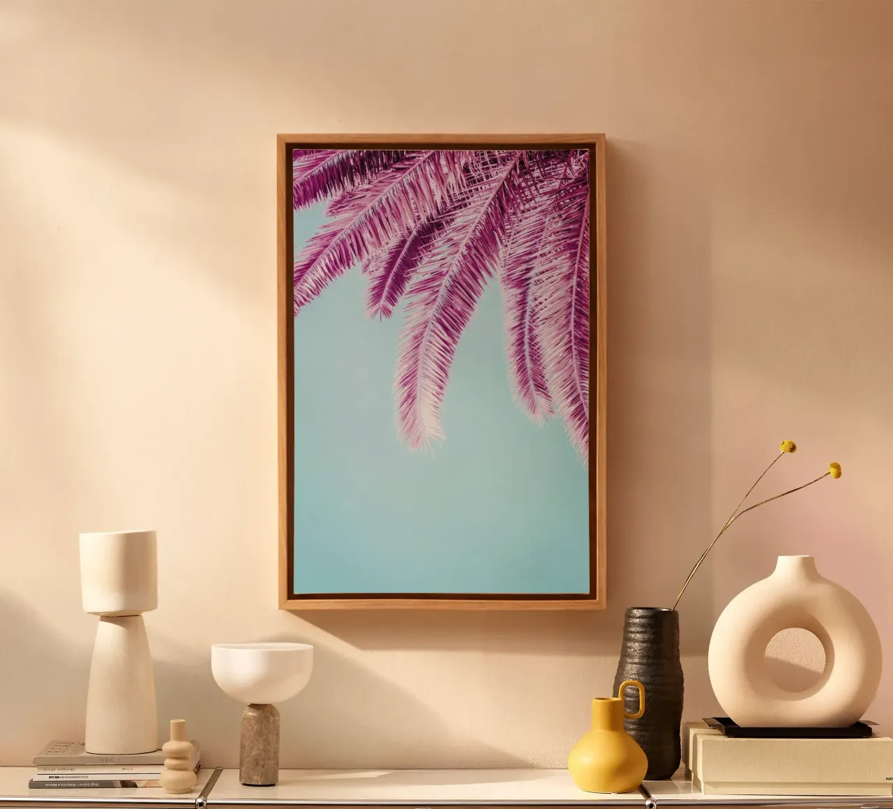 Pink Palm Trees tela con Cornice a cassetta da Victoria Frost