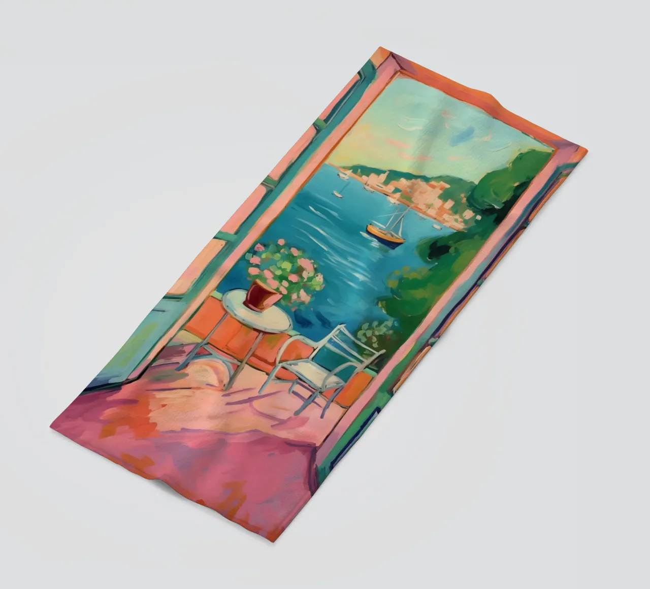 Mediterranean atmosphere beach towel by Carinaprint