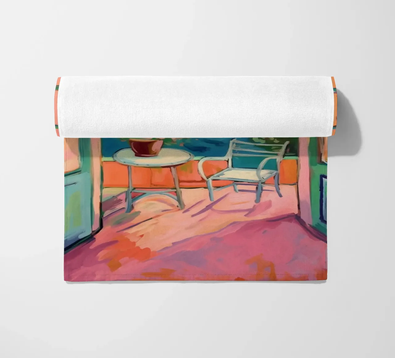 Mediterranean atmosphere beach towel by Carinaprint