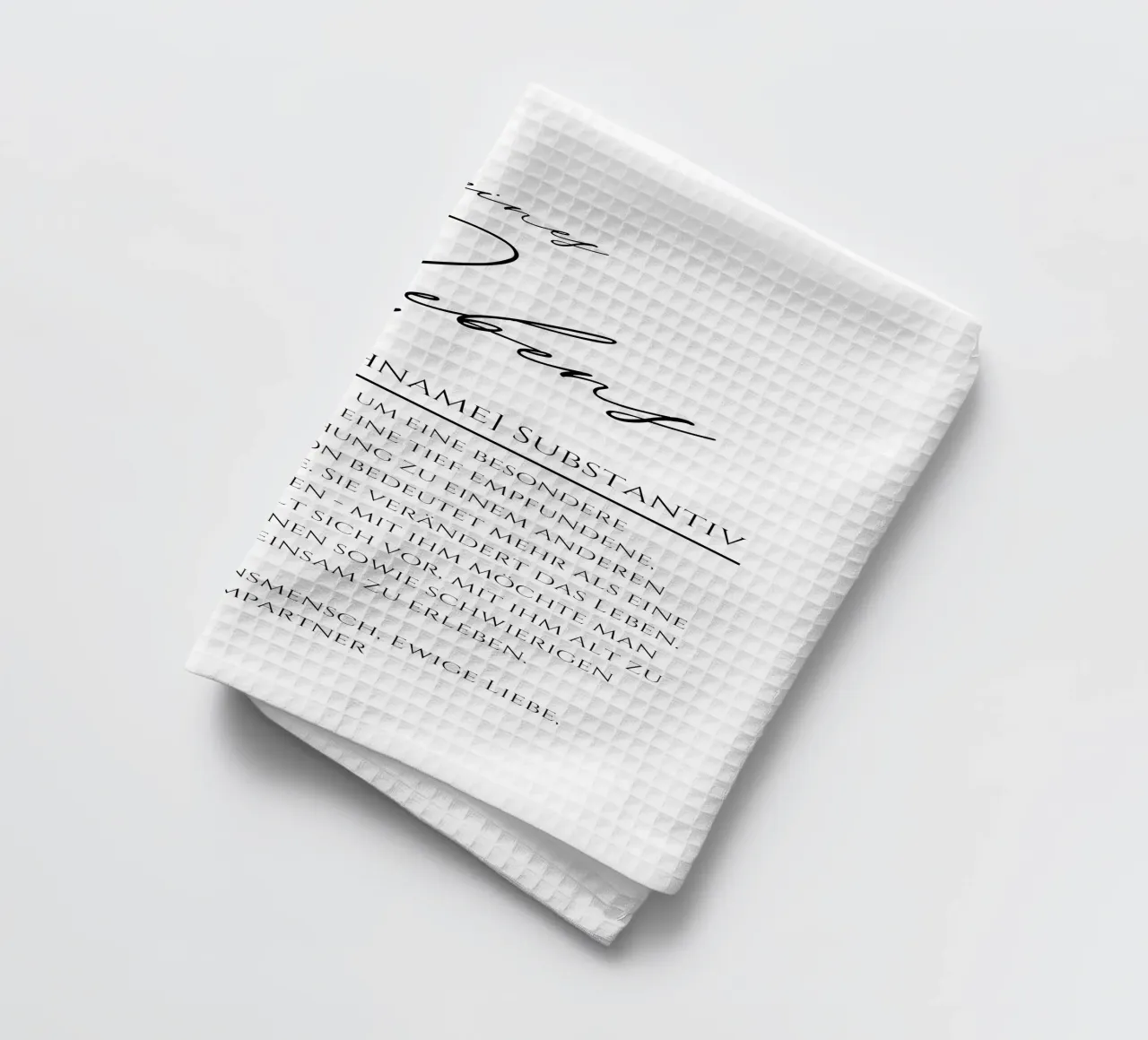 Definition Liebe meines Lebens, Geschenk für Ehemann/frau tea towel by Wortfieber