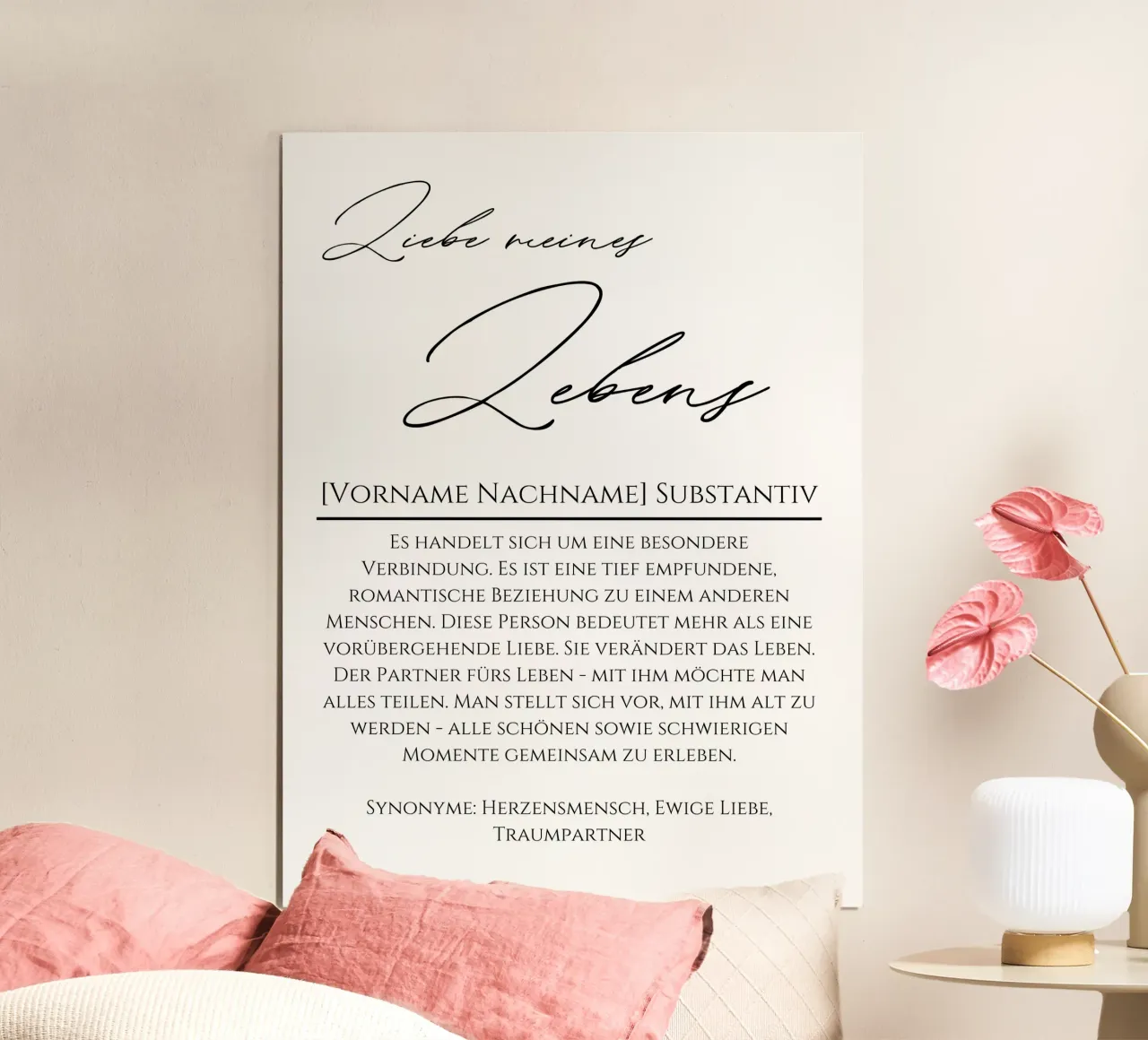 Definition Liebe meines Lebens, Geschenk für Ehemann/frau poster da Wortfieber