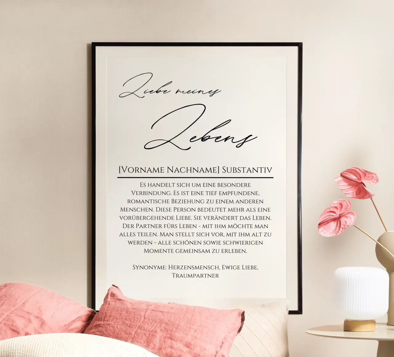 Definition Liebe meines Lebens, Geschenk für Ehemann/frau poster da Wortfieber