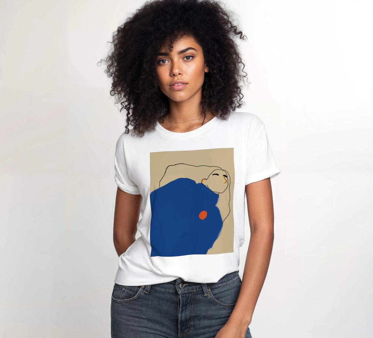 Woman in Blue women's fitted t-shirt by tainah negreiros