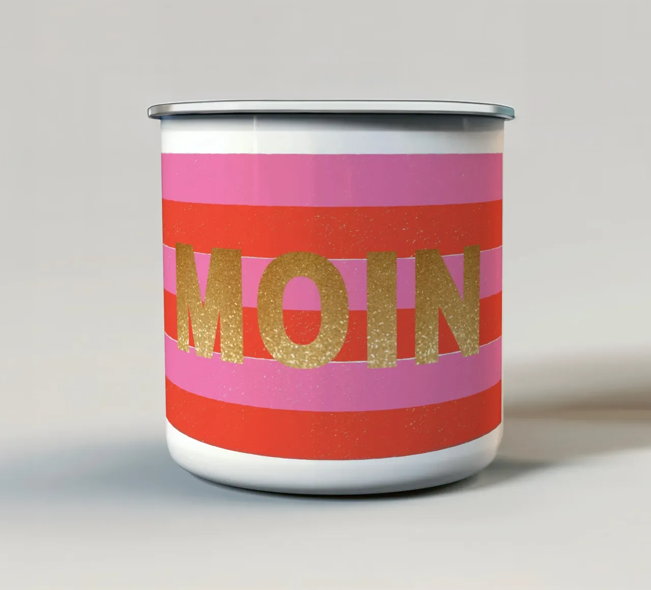 Moin in Glitzer Emaille Tasse von Ohkimiko