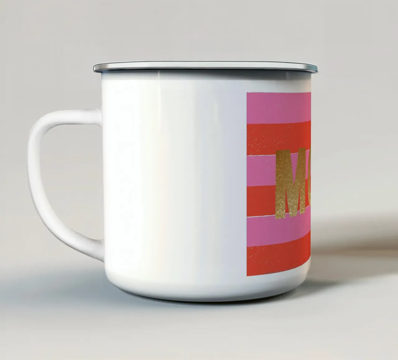 Moin in Glitzer Emaille Tasse von Ohkimiko