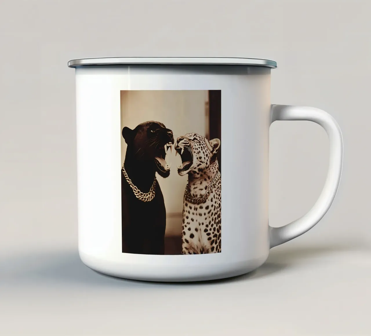 Pantera e Leopardo tazza in smalto da IamHomeStudio
