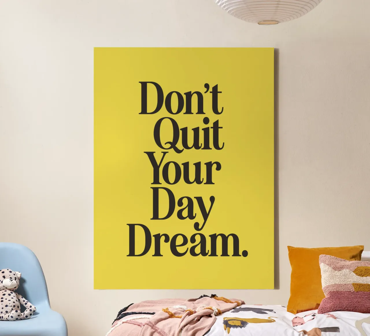 Geef je dagdroom niet op Aspirationele positiviteit Typografie canvas met Baklijst van THE MOTIVATED TYPE