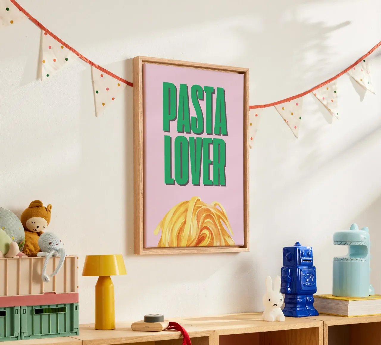 Pasta Lover tela con Cornice a cassetta da IamHomeStudio