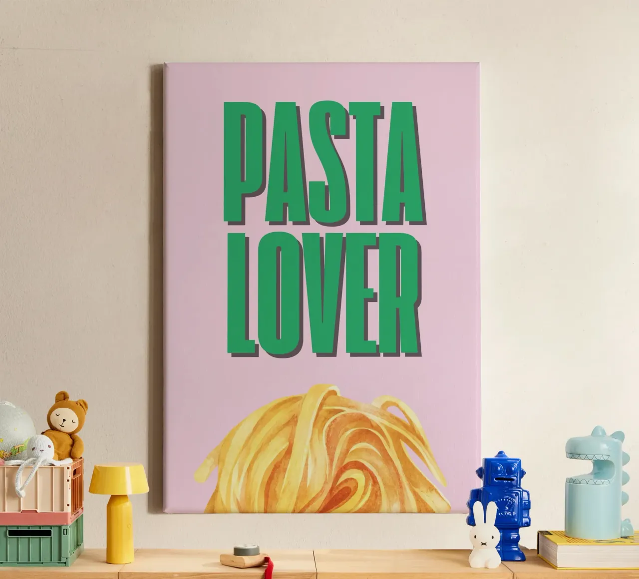 Pasta Lover tela con Cornice a cassetta da IamHomeStudio