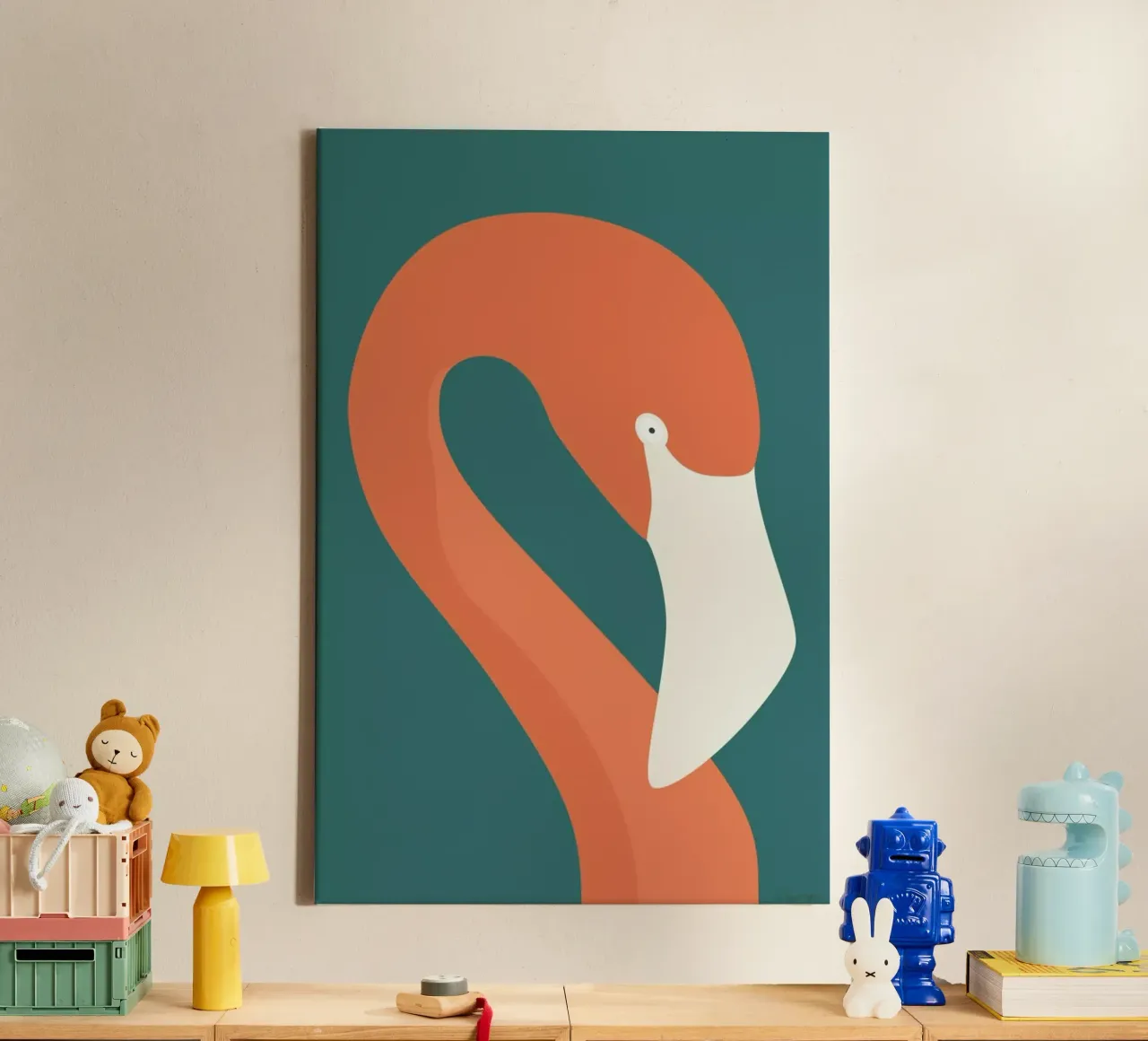 Flamingo Portræt tela con Cornice a cassetta da Swen Swensøn