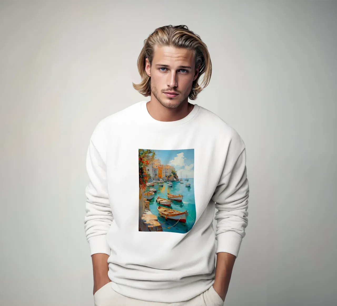 Mediterrane Küstenromantik Sweatshirt von Carinaprint