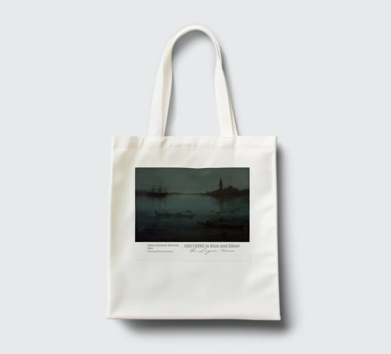 Elegante atmosfera notturna: Nocturne in blu e argento - La La borsa in juta da Little Art Histories