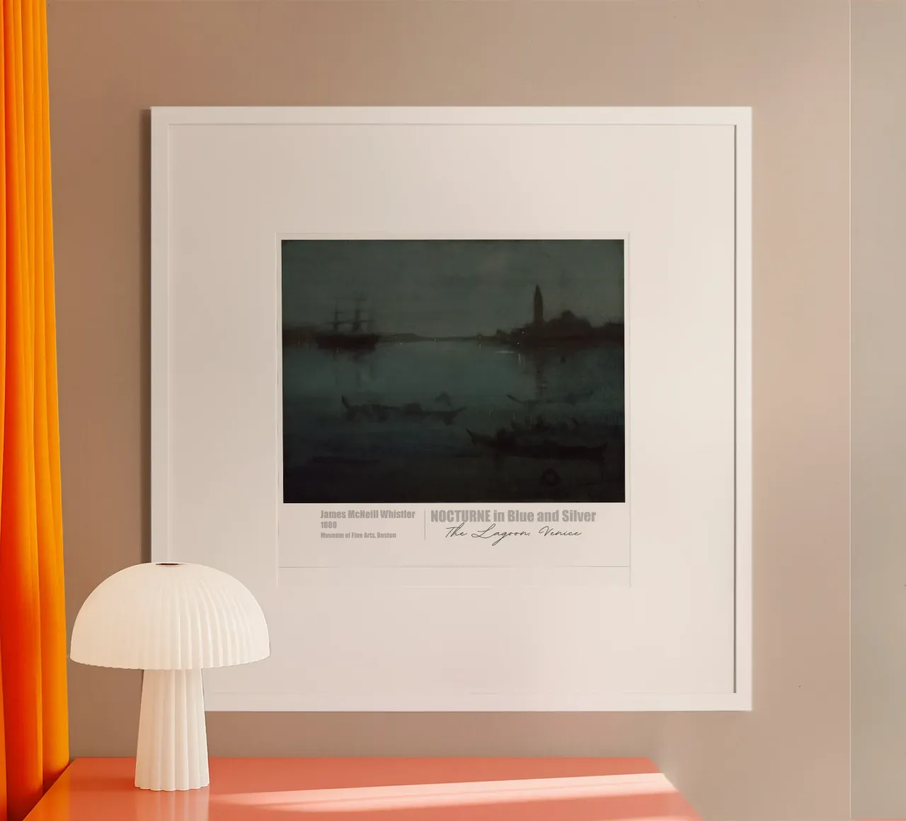 Elegante atmosfera notturna: Nocturne in blu e argento - La La poster con telaio in legno da Little Art Histories