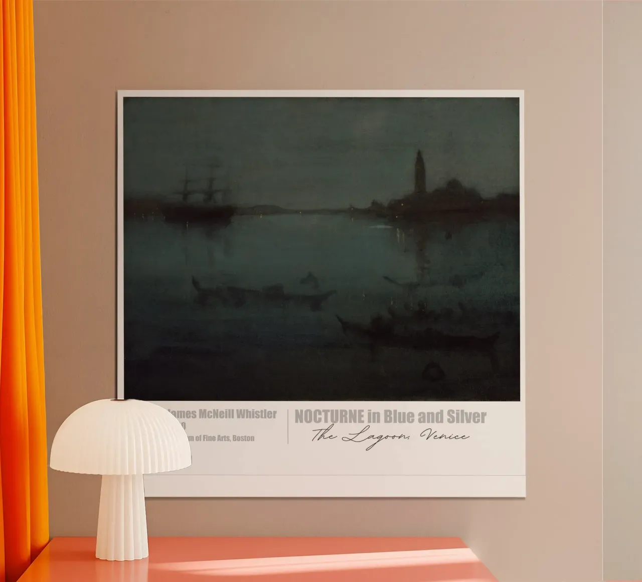 Elegante atmosfera notturna: Nocturne in blu e argento - La La poster con telaio in legno da Little Art Histories