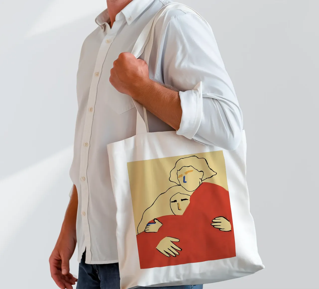 Due in rosso borsa in juta da tainah negreiros