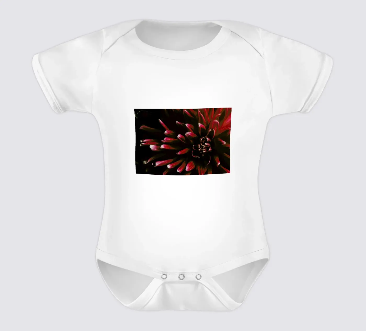 Ruby Red Dahlia body bébé de Ingrid Beddoes