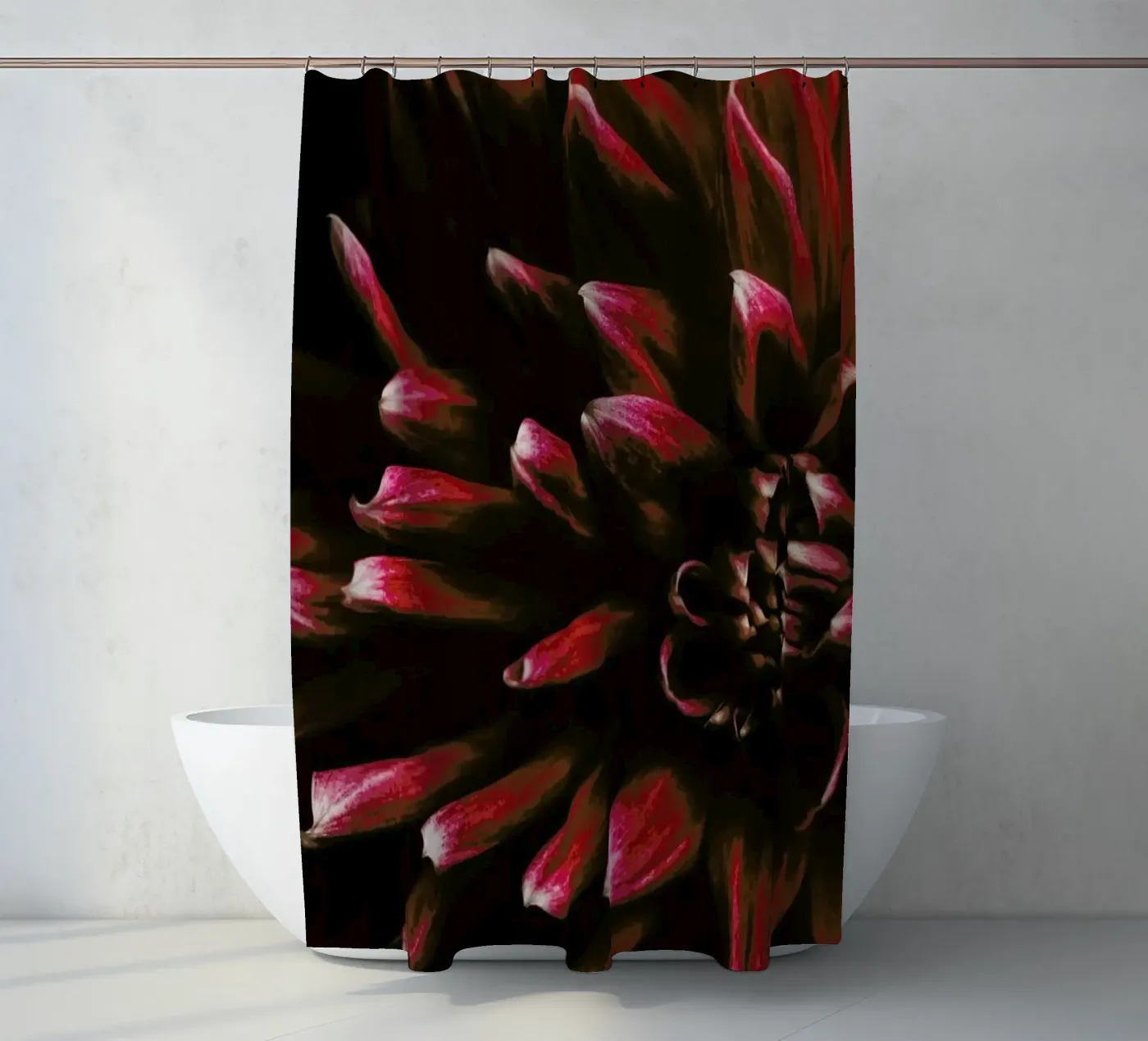 Ruby Red Dahlia douchegordijn van Ingrid Beddoes