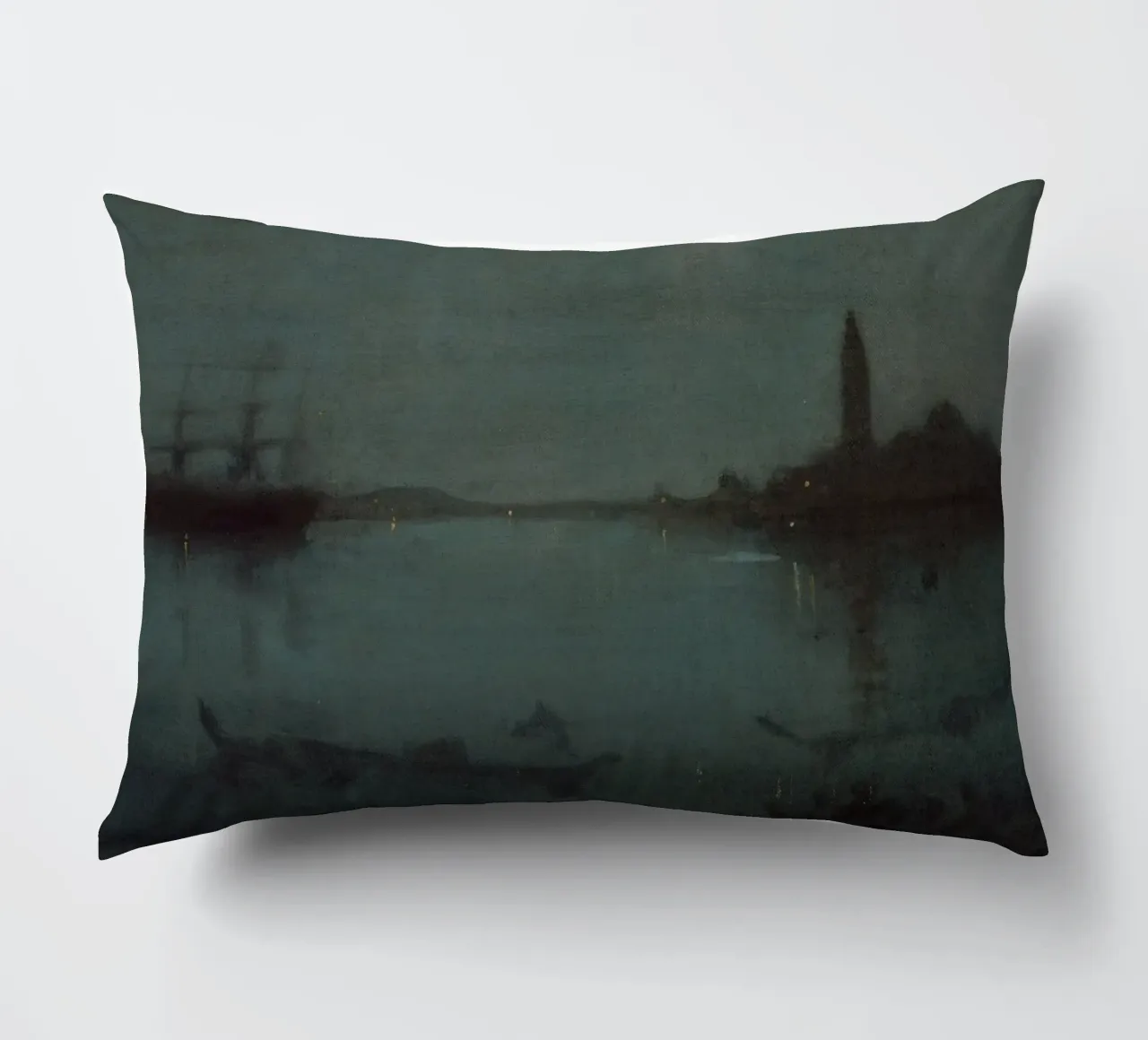 Elegante atmosfera notturna: Nocturne in blu e argento - La La cuscino da Little Art Histories